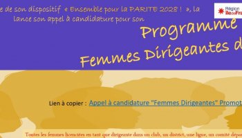 Appel à candidature pour le programme "Femmes Dirigeantes de Sport"